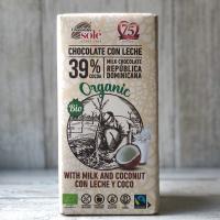 Шоколад молочный с кокосом, 39% какао, Sole, 100 г