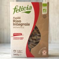Паста Фузилли из коричневого цельнозернового риса без глютена, Felicia, 340 г
